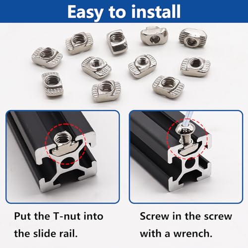 260PCS M3 M4 M5 T Nuts Screws Kit, T Slot Nuts Hammer Head Fastener with Nickel Plated Carbon Steel Button Head Screws for 2020 Series Aluminum Extrusion Profile - color: Silver-M3 M4 M5