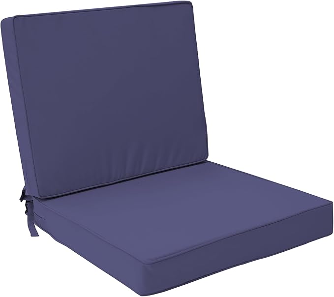 Outdoor Deep Seat Cushion Set 24" x 24", Water Repellent & Fade Resistant Cushion for Patio Furniture, Back & Seat Cushion with Removable Covers for Sofa, Couch, Navy
