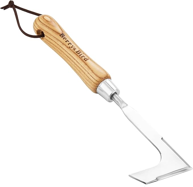 Berry&Bird Crack Weeder, Crevice Weeding Tool, 11.2" Stainless Steel Manual Weeder, L-Shaped Side-Walk Puller Spatula, Grass Cutter Knife, Weeding Sickle for Garden Lawn Yard Patio Terrace Paving Moss