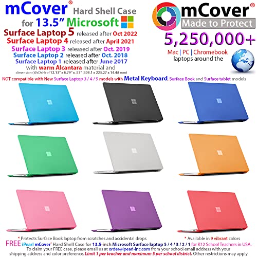 mCover Case Compatible for 13.5" Microsoft Surface Laptop (5/4 / 3/2 / 1) with Alcantara Keyboard ONLY (NOT Compatible with Surface Book and Tablet) - Black - color: Black