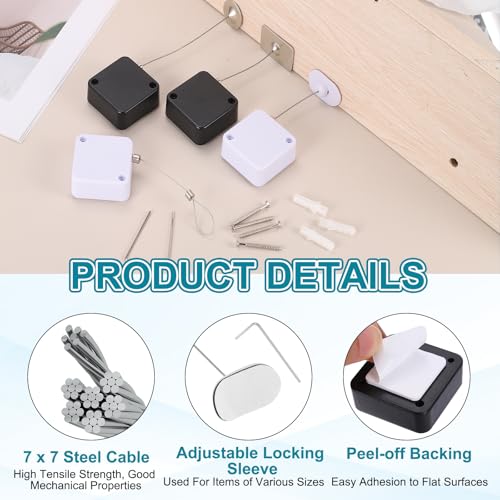 PATIKIL Retractable Remote Control Cable Tether (4.9ft / 1.5M, Black)(5 Set) Square Remote Control Security Lanyard Lock Adjustable Locking Leash with Plastic Cap, Suit for - TV/Tablets - color: Black, size: 4.9ft