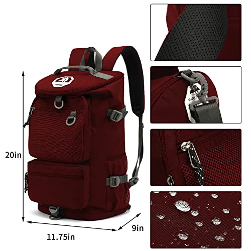 Kalesi Gym Duffle Bag Backpack 4-Way Waterproof with Shoes Compartment for travel Sport Hiking laptop - color: Viva Magenta Red
