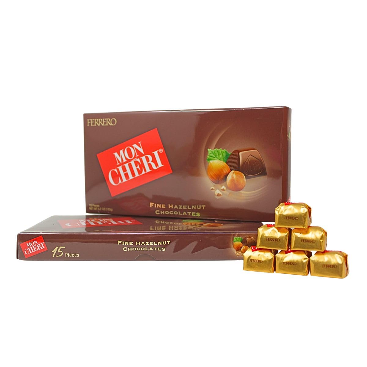Ferrero Mon Cheri Hazelnut Chocolates 15 pieces (Single Pack) (2),133 grams
