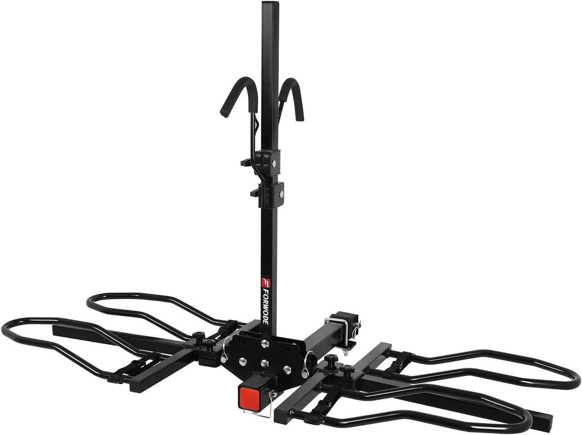 FORWODE 2" Hitch Mount Bike Rack Fits 2 X 80 lbs Bicycle, Platform Bike Rack for Car SUV Truck Standard, Foldable Wobble Free, Locking Hitch,Fat and Standard (A- Early Edition)