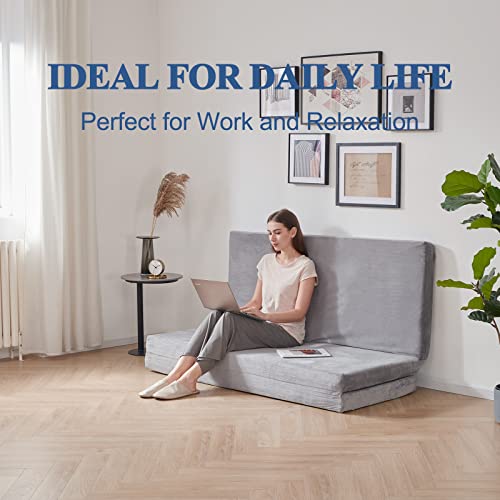 SINWEEK 3.95" Full Memory Foam Folding Topper with Storage Bag - Foldable Trifold Floor Mat Topper, CertiPUR-US Certified Guest Sleeping Pad, Machine Washable Cover - size: SF (52 x 73 Inch), style: Slow Rebound Memory Foam