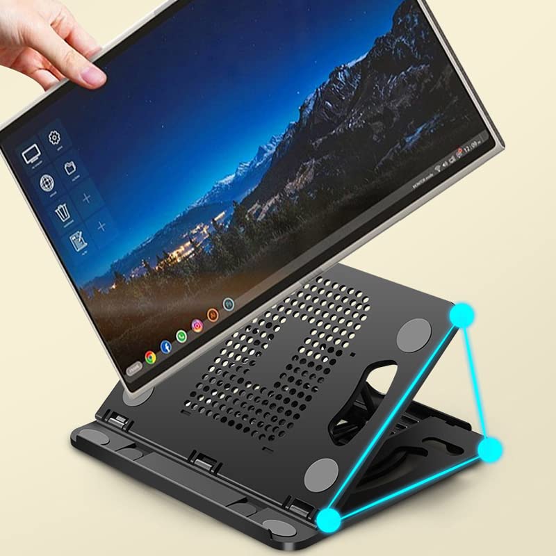SUNGOOYUE Laptop Stand, 8 Angle Adjustable Foldable 360 Degree Rotating with Hollow Design for Office Home Classroom, Ergonomic Non Slip PP ABS Silicone Material (Black) - color: Black