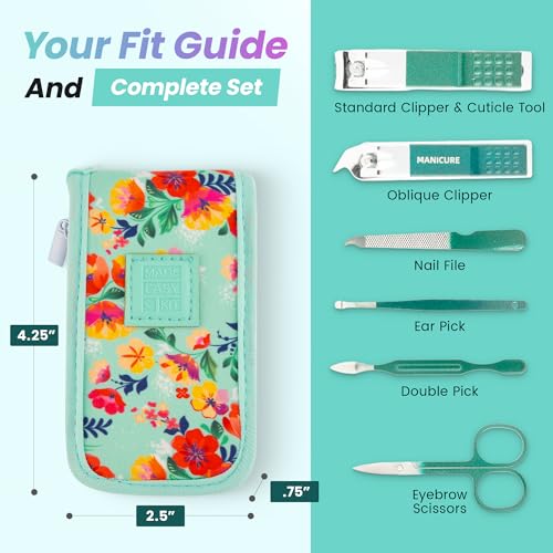 Nail Clipper Set – 7-Piece Portable Manicure & Grooming Kit Stainless Steel Tools in Neoprene Case – Stay Organized, Purse-Friendly, Travel Essential for Women & Men (Camo) - color: Camo