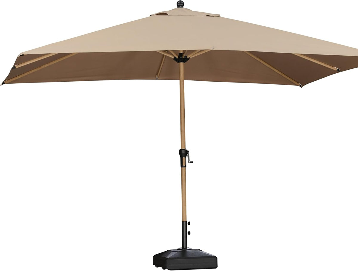 PURPLE LEAF 9' x 11.5' Patio Umbrella Outdoor Table Umbrella Rectangular Aluminum Market Umbrella with 8 Sturdy Ribs & Crank Outdoor Umbrellas for Garden Deck Patio, Taupe