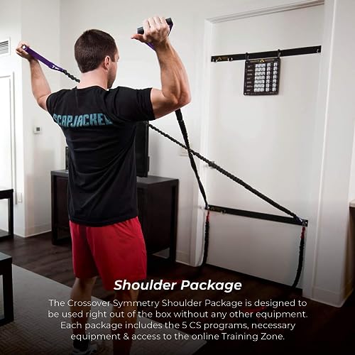 Crossover Symmetry Shoulder System Includes Two Sets of Resistance Bands Attachments Training Guide Exercise Chart Online Workouts for Home Fitness Rehab Rotator Cuff Exercises - style: Elite Door Belts