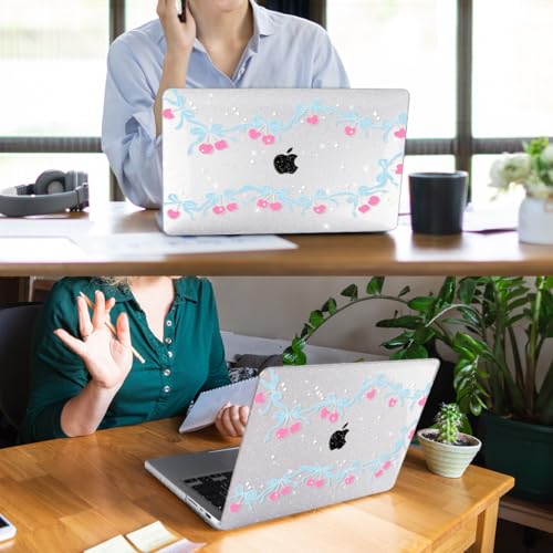 for with MacBook Pro 14 inch Case 2026-2021 M5 M4 M3 M2 M1 Pro/Max A3426 A3427 A3434 A3112 A3401 A2918 A2992 A2779 A2442, Hard Shell with Keyboard Cover+Protective Film, Cherry Bow - color: Cherry Bow