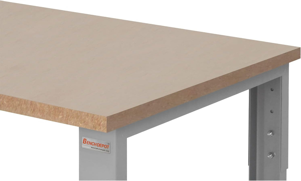 Table & Workbench: 1" Thick Particle Board Top, Height Adjustable Bench - 24" D x 48" L x 30" - 36" H - by BenchPro