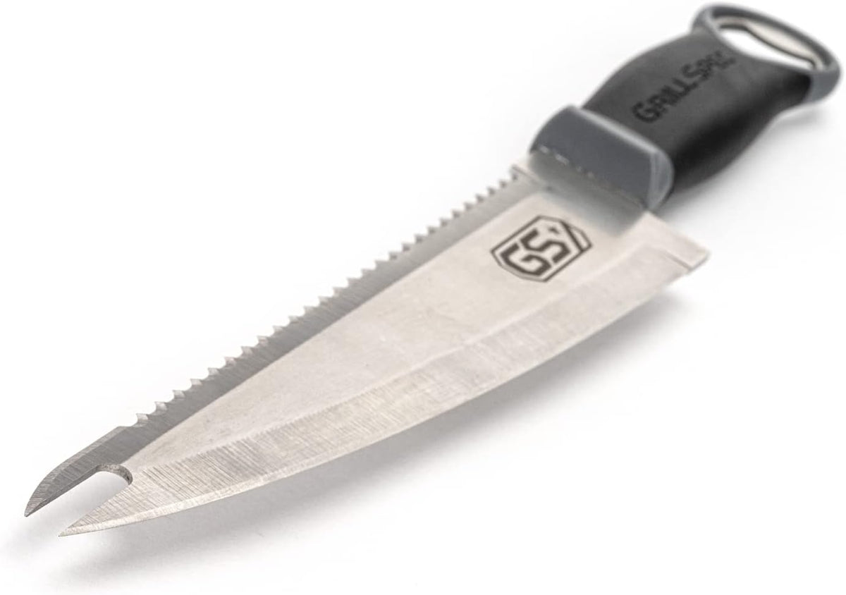 VIPER Grill Utility Knife - 8 inch High Carbon Stainless Steel Chef Knife Bread Knife Meat Turner Bottle Opener with Sheath Grilling Gifts for Dad Men