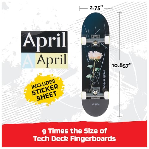 TECH DECK April Handboard, Authentic Mini Skateboard | 9x Larger than a Fingerboard, Hands Only, Authentic Graphics, Die-Cast Trucks, Skateboard Gifts for Kids & Collectors Ages 6+ - style: April