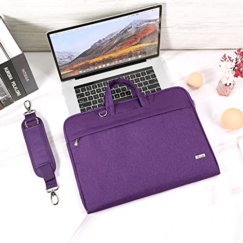 Voova Laptop Case 13 14 15 16 17 Inch with Shoulder Strap, Waterproof Laptop Bag Sleeve Slim Briefcase - color: Purple, size: 17-17.3 Inch