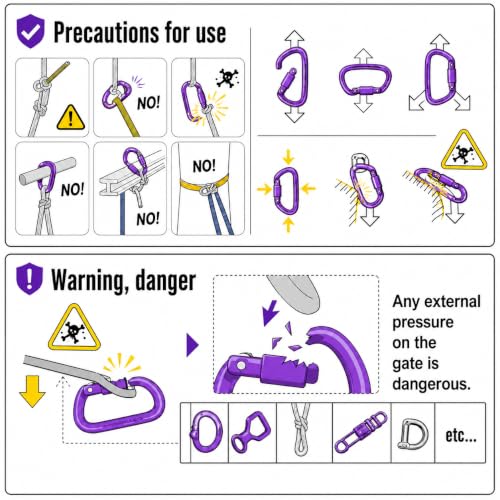 UIAA Certified Professional Heavy Duty Large Locking Carabiner Clips Climbing Carabiner 25kN Auto Locking Carabiner for Rock/Ice Climbing Rappelling Rescue Swing etc, D Shaped