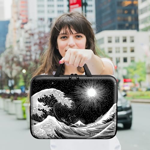 Laptop Sleeve with Handle 13 Inch, Waterproof Laptop Case Bag, Black Wave Pattern Design Computer Sleeve Compatible with MacBook Air, Pro, HP, Dell, Lenovo, ASUS - color: Black Wave, size: 13inch(13-13.6")