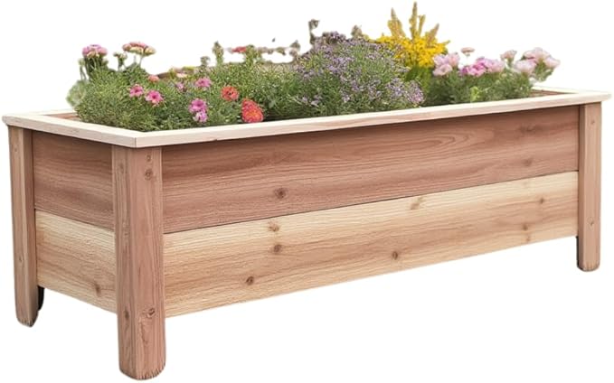 Handmade Custom Heavy Duty Rectangular Raised Cedar Wood Garden Planter Box – 46", 36", 24" – Indoor/Outdoor Farmhouse Style for Flowers & Vegetables – Made in USA (46" L x 15.5" W x 16.5" H)