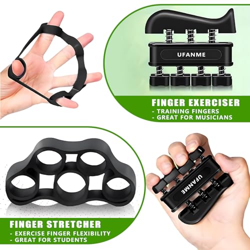 Hand Grip Strengthener,Grip Strength Trainer,22-132 Lbs Adjustable Resistance Forearm Exerciser Workout for Rehabilitation Athletes Climbers Musicians - color: black 7 pack