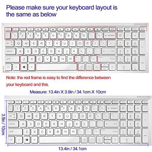 Keyboard Cover for HP Envy x360 15.6''Series/Pavilion 15/ Pavilion x360 15.6” /Envy 17 17.3" Series/Laptop 15t 17t 17-ca0011nr 17-by0040nr, Rose - color: Rose
