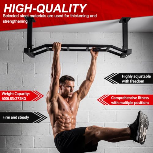 Generic 47 Inch Ceiling Mount Pull Up Bar Fitness Trainer Adjustable Height Heavy Duty Multi-Grip Chin Up Bar Home Gym Equipment