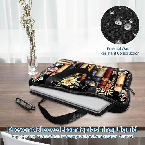 Laptop Sleeve with Handle 10 Inch, Waterproof Laptop Case Bag, Flower Book Pattern Design Computer Sleeve Compatible with MacBook Air, Pro, HP, Dell, Lenovo, ASUS - color: Flower Book, size: 10inch(9.7-10.5")