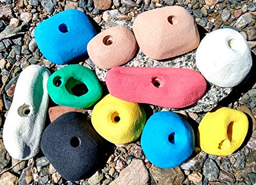 12 Pack Large Polyurethane Bolt-On Rock Climbing Wall Hand Holds - color: multiple