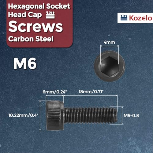 25pcs Socket Head Cap Screws - [M6-1 x 18mm] Alloy Steel Black Oxide Grade 12.9 Internal Hex Screw for 3D Printer Furniture Industrial Use, Black - size: M6-1x18mm