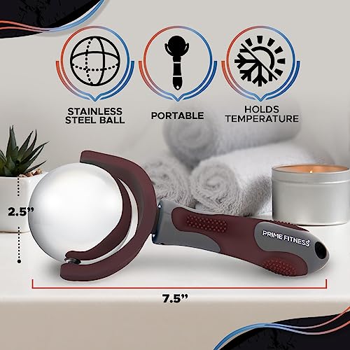 Cold Massage Roller Ball | Cold Therapy | Ice Roller Ball with Handle | cryo Stick | Relieve Muscle Pain (Maroon) - color: Maroon