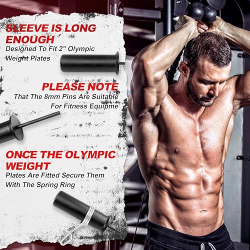AHTAPFON Weight Stack Pin with 1 x Spring Collar,Weight Extender Pin,Fits Add 2" Weight Plates for Cable Machine,Fitness Equipment for Home Gym - size: 10×80mm-200mm-Rod