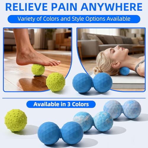 Peanut & Spiky Ball Set Physical Therapy Blue Mix | Dual massage tools; myofascial release, plantar relief; safe around spine - color: Blue Mix White+yellow