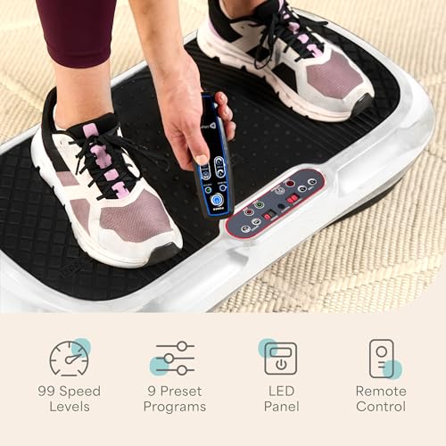 Lifepro Waver Vibration Plate Exercise Machine with 99 Speeds & 10 Presets | Resistance Bands, Non-Slip Surface, 330 lbs Capacity — Vibration Plate for Lymphatic Drainage, Body Toning, Full-Body Workout - color: White