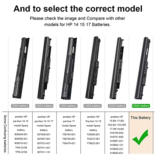 Tree.NB New Spare 746641-001 Laptop Battery for HP OA03 OA04 740715-001 746458-421 751906-541 15-R132WM - size: 10.83x1.57x0.98inch OA04