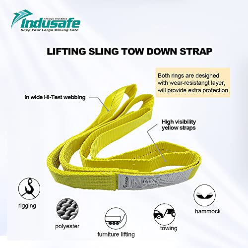 2" x 9’Rigging Moving Straps Lifting Sling Tree Saver Recovery Straps Twisted Eye Web Sling 3100lbs Vertical Capacity - color: Yellow - Vertical Capacity 3100LBS, size: 9ft