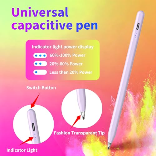 Digital for Android Tablets Stylus Pen for Samsung Galaxy Tab A11+Plus/A11/A9+/A9 Pencil,Accurate Without delay，One-Click Power On/Off,+2Nibs&Long Battery Life (Purple) - color: Purple