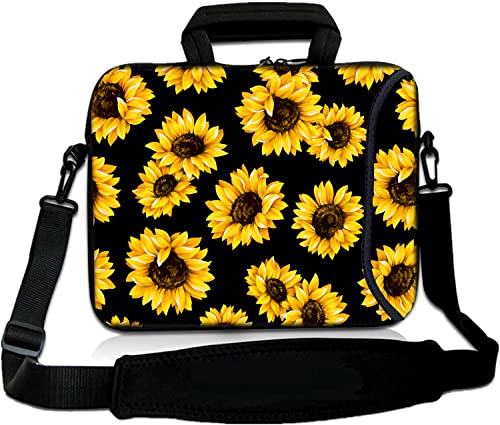 10 inch Messenger Bag Carrying Case with Handle Accessory Pocket Fits 7 to 10-Inch Laptops/Notebook/Kids Tablet (7-10.2 inch, Sunflowers) - color: Sunflowers, size: 7-10.2 inch