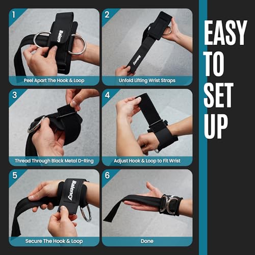 Weight Lifting Straps With D Rings, Balency Padded Lifting Wrist Straps | Non-Slip Gym Straps for Deadlift, Powerlifting, Cable Machine Workout, Lifting Strap for Gym Strength Training