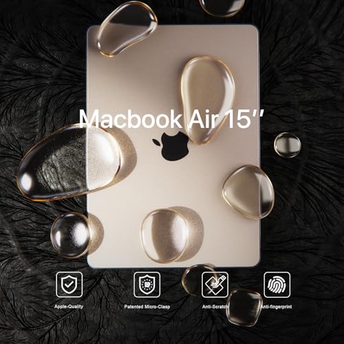Soonjet Invisible Armor for MacBook Air 15 inch Case M5 M4 M3 M2 2026-2023 | 100% Color Match, Starlight Clear Matte, Protective Hard Shell Laptop Cover, Ultra Thin & Light, Anti Fingerprint & Scratch - color: Starlight Clear