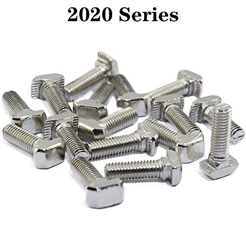 20 Pcs M5 x 12mm Thread T Slot Drop-in Bolt T-Bolt Hammer Head Bolt T Screw Stud for 2020 Series Standard 6mm T-Slot Aluminum Extrusion Profile (2020 Series) - size: 20-M5x12mm