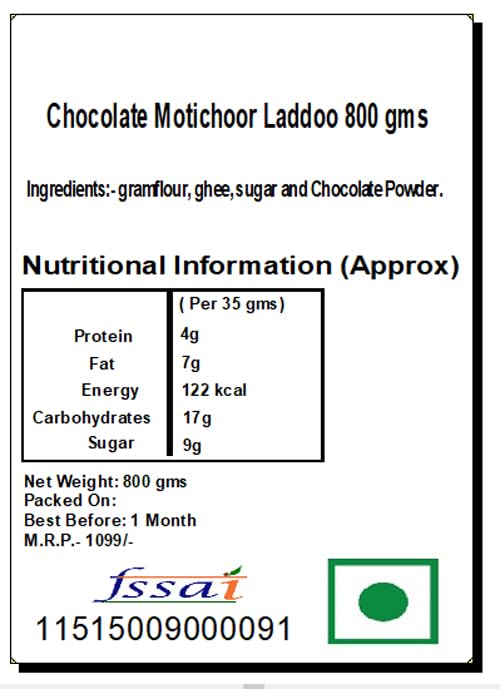 Jaiccha Ghasitaram Sweets-Chocolate Motichoor/Boondi Laddoo 800 GMS |Gift for Diwali,Holi,Rakhi,Valentine,Christmas,Birthday,Anniversary,Her,Him|