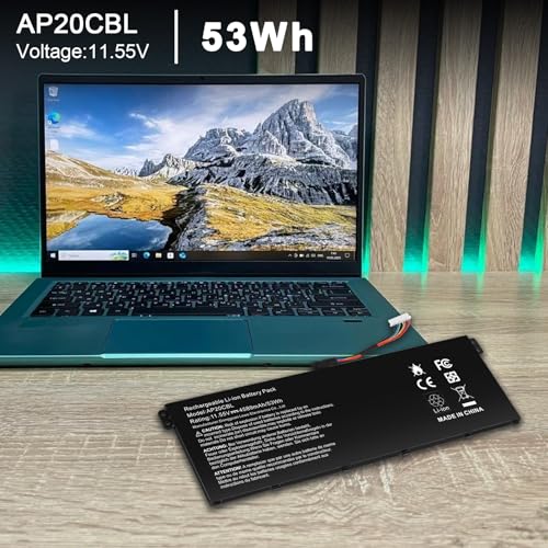 AP20CBL Laptop Battery for Acer Aspire 5 A515-45 A515-45G A515-46 A515-56 A515-56T A515-56G Aspire 7 A715-43G Swift 3 SF314-43 SF314-511 Vero AV15-51 TravelMate Spin B3 B311RNA-32 Chromebook CB315-4H - size: 10.24*3.31*0.2inch AP20CBL