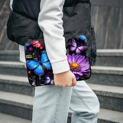 Laptop Sleeve with Handle 10 Inch, Waterproof Laptop Case Bag, Butterfly Flowers Pattern Design Computer Sleeve Compatible with MacBook Air, Pro, HP, Dell, Lenovo, ASUS - color: Butterfly Flowers, size: 10inch(9.7-10.5")