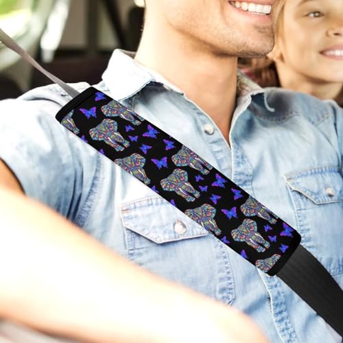 2 Pack Elephant Butterfly Art Seat Belt Cover Universal Fit Shoulder Harness Cover for Girls and Boys, Car Seats Pushchair Strollers High Chair Pushchair - color: Pattern 668