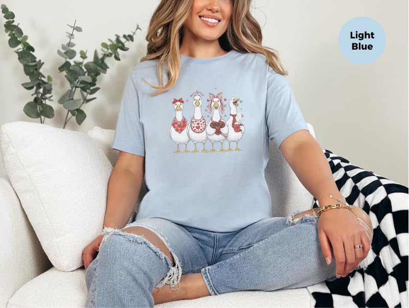 Tickle Stitch Silly Goose Valentine | Shirt Women Youth | Funny Red Hearts | Party We T-Shirt Purple