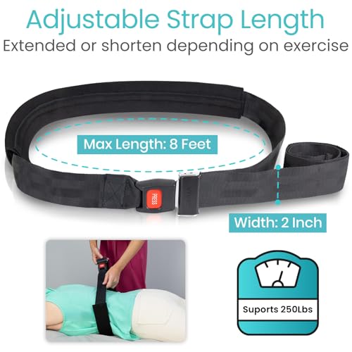 Vive Mobilization Belt for Physical Therapy with Buckle - Manual Traction Stretching Band - PT Traction Strap Belt for Stretching, Mobility, Massages & Exercise