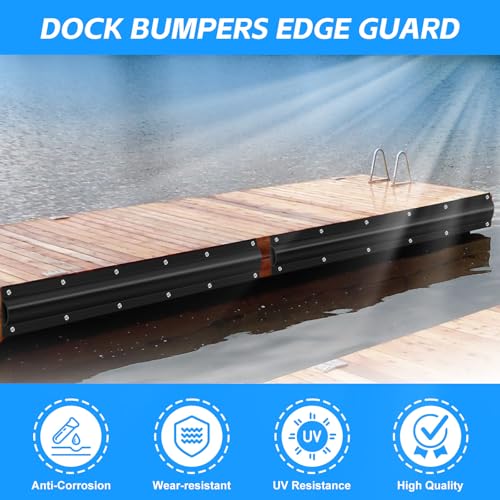 5 Pack Dock Edging Side Gard 10 Feet Dock Guard Straight Angle Dock Protector Rub Rail with Heavy Wall Sections for Greater Protection – Commercial Grade Double Molded Material (Black) - color: 10 Feet Black, style: Straight angle 5pack
