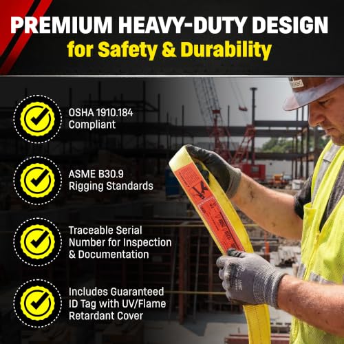 DD Sling 2" x 10' Nylon Endless Lifting Sling – USA Made | 12,800 lb Vertical, 10,200 lb Choker, 25,600 lb Basket – 2 Ply Heavy Duty 900 Webbing, Type 5 Endless Rigging Sling - size: 2"x10'