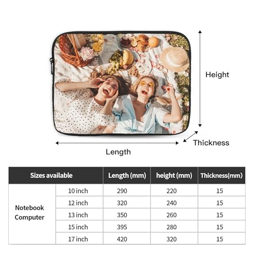 Custom Laptop Sleeve Bag Personalized Laptop Case Add Photo Logo Text Carrying Briefcase Protective Case Computer Notebook Bag (12 inch) - size: 12 inch