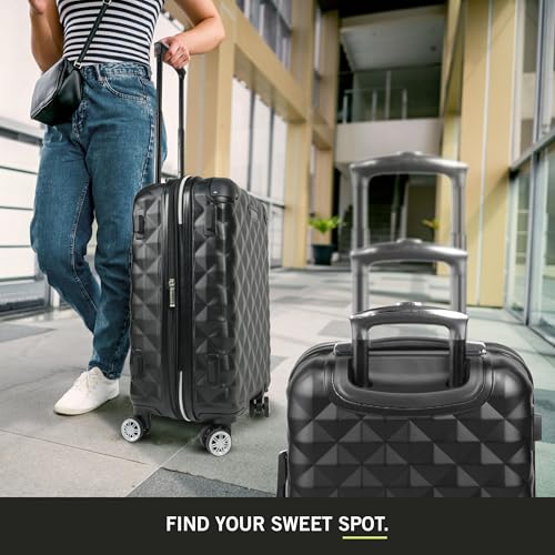 Kenneth Cole REACTION Diamond Tower Collection Lightweight Hardside Expandable 8-Wheel Spinner Travel Luggage, Black, 20-Inch Carry On - color: Black, size: 20-Inch Carry On