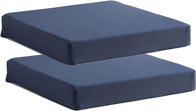 Patio Chair Cushions Non Slip Bottom Chair Pad with TiesSet of 2 Waterproof Square Outdoor Seat Cushion Replacement for Garden Swing Furniture 18x18 Inch, Navy Blue