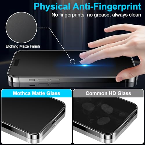 Mothca 2 Pack Matte Glass Screen Protector for iPhone 14 Pro 6.1-inch [Auto Fit Box Dust-Free] Edge to Edge Full Coverage Anti-Glare & Anti-Fingerprint Tempered Glass, Bubble Free, Smooth as Silk - size: iPhone 14 Pro-6.1 Inch